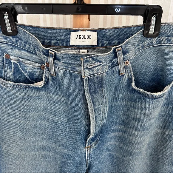 Agolde Riley High Rise Crop Denim Women’s Size 29 Frayed Hem NWOT - Picture 7 of 11